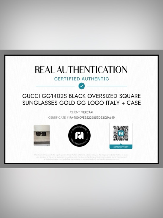 Gucci GG1402S Oversized Square Sunglasses Black Gold GG Logo + Plush Case Coa main image 3
